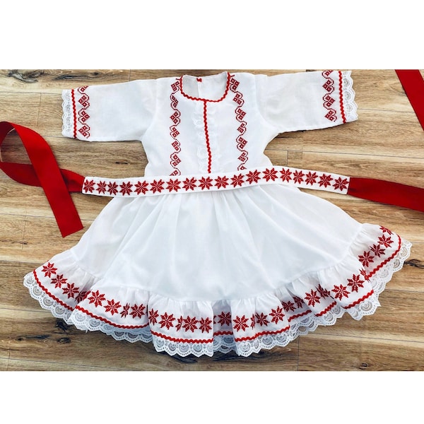 Traditional Romanian dress for children/Romanian national costume/ Traditional Romanian shirt for children/Romanian folk costume