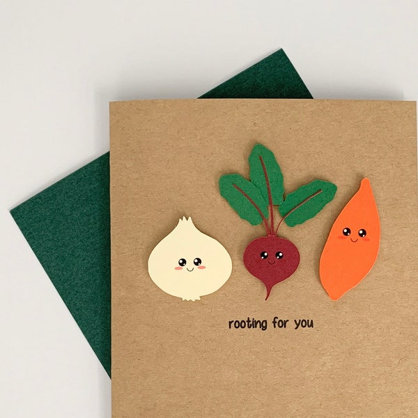 Rooting for You || Cute Veggie Pun || Encouragement Card