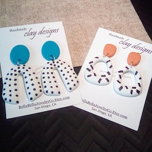Popular Polka Dot Dangle Earrings, Black and White, Lightweight, Stylish, Trending