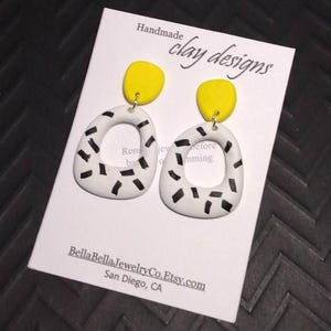 Popular Polka Dot Dangle Earrings, Black and White, Lightweight, Stylish