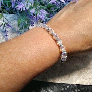 Crystal Stretch Bracelet, Quality Czech Crystal Beads, Stackable, Thin, Minimal, Chic