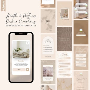 50 Editable Instagram Templates - Branding Kit for Online Coaching | Instagram Highlights, Stories, Posts | Social Media | Canva Template