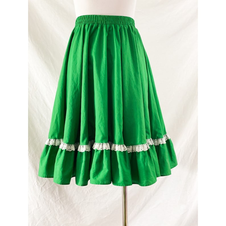 1960\u2019s Green Rodeo Skirt by Partner Please Malco Modes