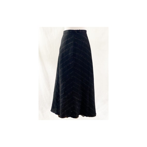 1970’s Wool Black and Gold Folk Skirt by Arlo Fin… - image 1