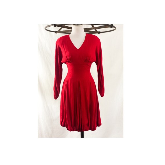 1980’s Red Batwing Sleeve Dress by Nicole Miller