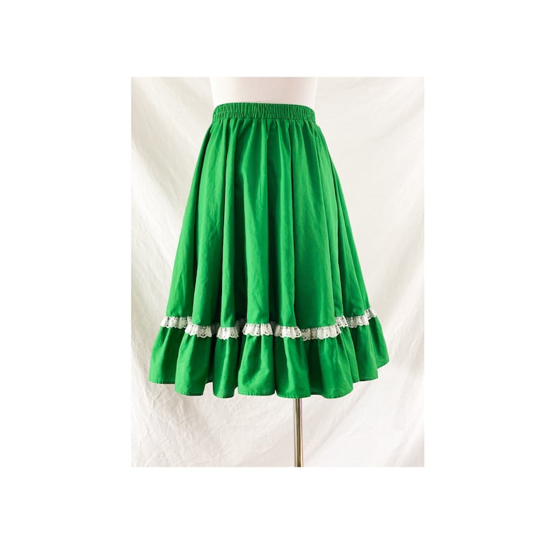 1960\u2019s Green Rodeo Skirt by Partner Please Malco Modes