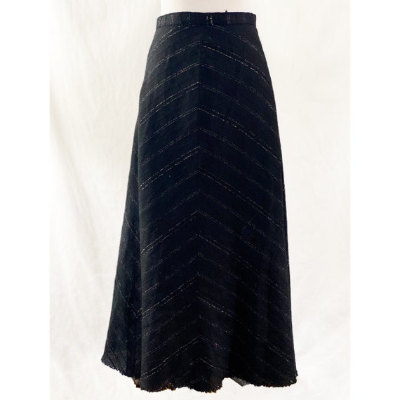 1970’s Wool Black and Gold Folk Skirt by Arlo Fin… - image 2