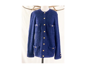 1990's Navy Blue Cardigan Sweater by Willi Of California