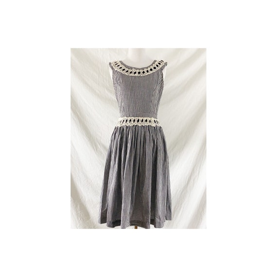 1950’s Black and White Gingham Dress by N/A
