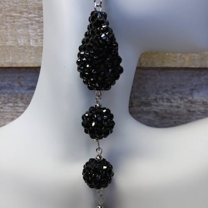 Black Crystal Pave Drop Earrings, Black Dangle Earrings, Black Crystal Earrings, Black Drop Earrings, Black Pave Earrings, Elegant Earrings