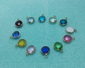 14K Gold Plated Birthstone Charm with Austrian Crystal
