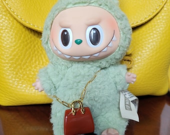 Tas met edelstenen Labubu, 18 kt vergulde armband, tasaccessoire