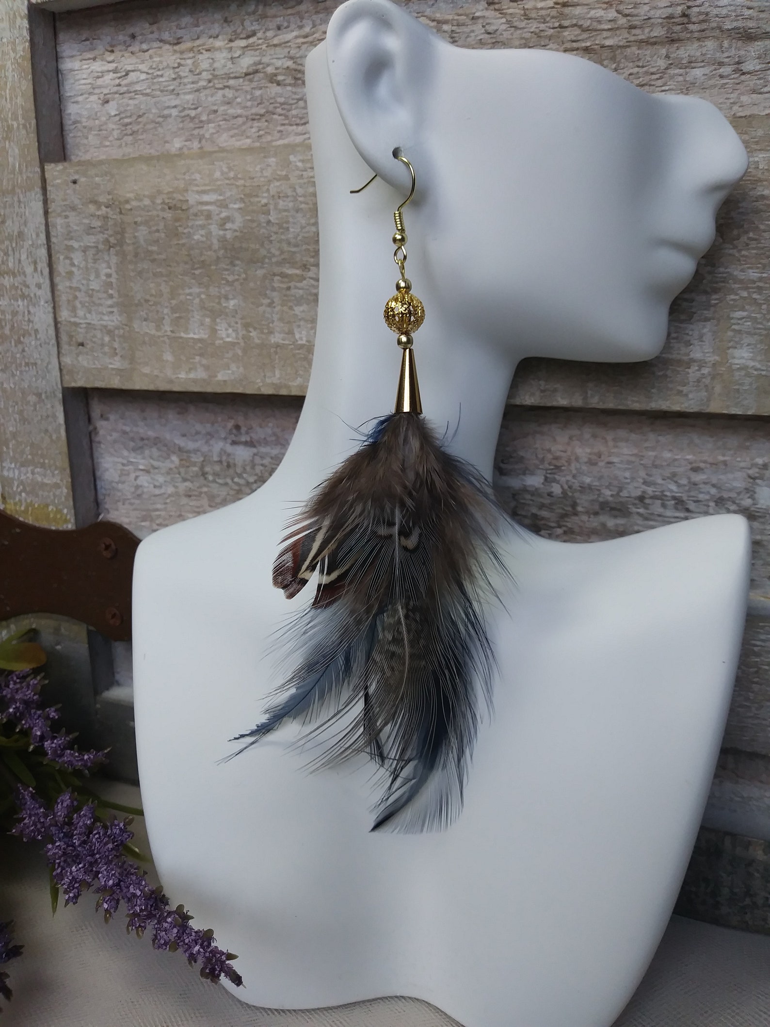 Pendientes de pluma natural pendientes colgantes de plumas Etsy