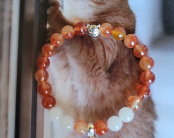 Orange Cat Bracelet, Orange Kitty Gem Bracelet, Ginger Tabby Cat Bracelet, Cat Charm Bracelet, Pet Lover Bracelet, Gift, Cat Charm, Unisex