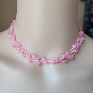 Rosa Katzenauge Halsband und Armband/Set Halsband und Armband mit Rosa Quarz Edelsteinen in Rosa Makramee Seidenwachsfaden/Liebe Heilung für Sie