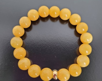 Topaz Gemstones Bracelet, Stones of Love and Good Fortune Bracelet,10mm Yellow Topaz Bracelet Stainless Steel, Simple Bracelet Her Him,