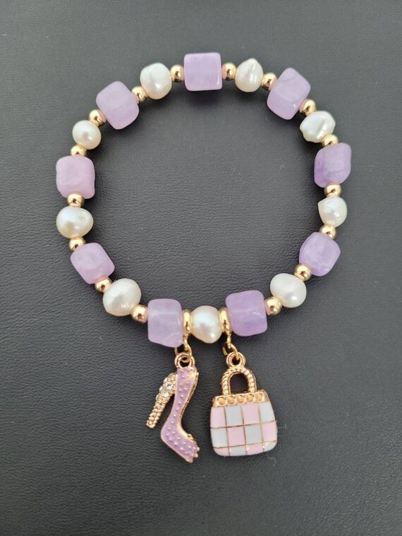 PEARL BAG CHARM WHITE PEARL W/SQUARE CHARM PEARL BAG CHARM WHITE PEARL W/SQUARE CHARM