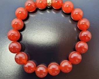 Carnelian Beaded Bracelet, 10mm Energy Healing Gemstone, Unisex