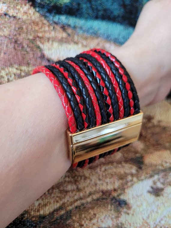Red Braided Leather Bracelet