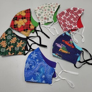 Christmas Holiday Adult Facemask    Washable Reusable Facemask,Reversible Plain Color Facemask, Christmas Gifts
