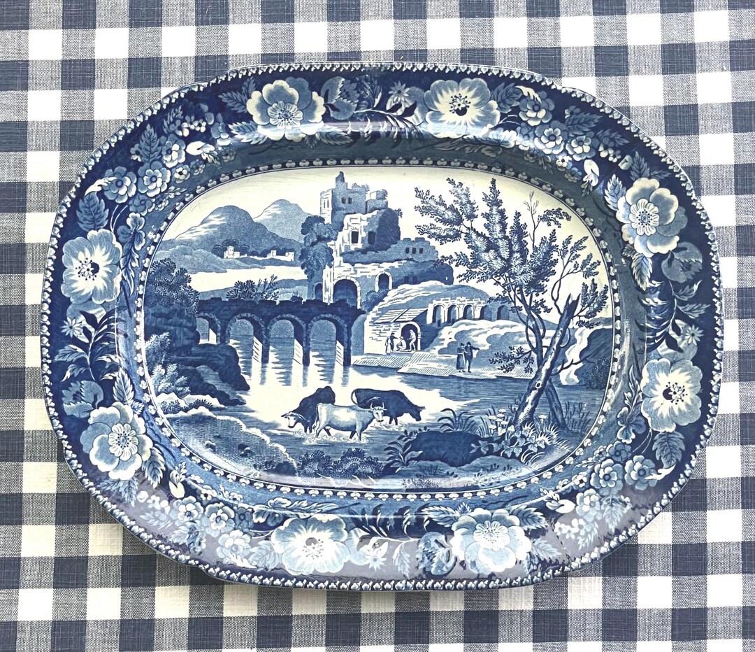 Antique “ruined Castle” Blue and White Transferware Platter by Robert ...