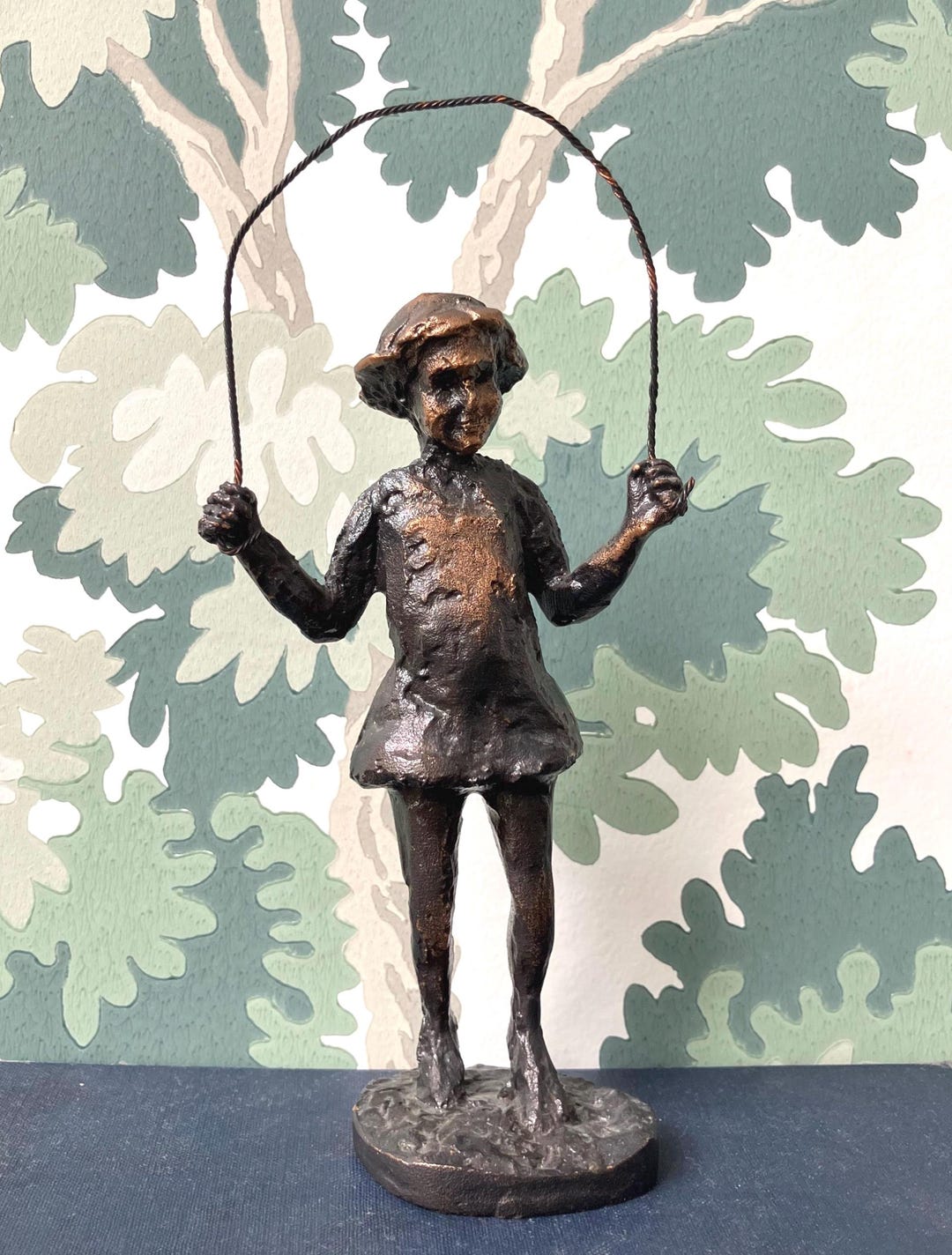 Grapple Rope Statue Vintage Bronze Statuette of Girl With Skipping Rope by Astrid ...