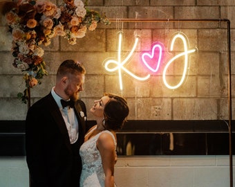 Neon Sign for Wedding Initials Sign Wedding Led Sign Anniversary Event Backdrop Decoration Wedding Gift Wedding Welcome Sign