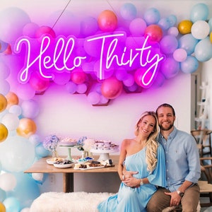 Hello Thirty 30th Birthday Neon Sign Flex Neon Led Home Decor  Bedroom Birthday Party Neon Light Room Wall Decor Birthday Gift Neon Sign
