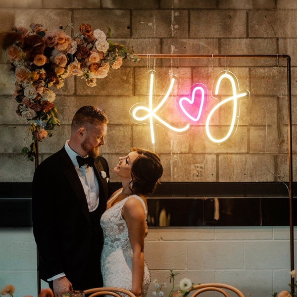 Neon Sign for Wedding Initials Sign Wedding Led Sign Anniversary Event Backdrop Decoration Wedding Gift Wedding Welcome Sign