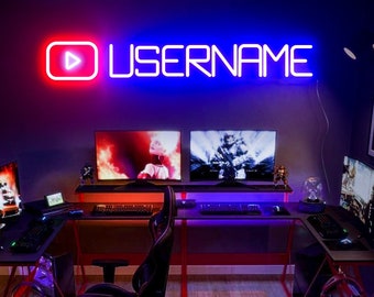 Custom Neon Sign Gaming Decor, YouTuber Name Neon Sign, Custom Led Neon Sign Game Gift, Gaming Gift for Man, Gamer Tag Neon Light