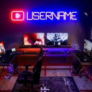 Aangepaste neon teken gaming decor, YouTuber naam neon teken, aangepaste led neon teken game cadeau, gaming cadeau voor de mens, gamer tag neonlicht