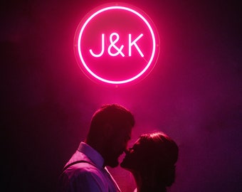 Custom Initials Neon Sign: Wedding Reception Decor