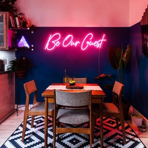Be Our Guest Neon Sign Home Decor Living Room Wall Flex Neon LED Housewarming Party Decor Neon Light Sign Wall Mounting Room Wall Art Sign