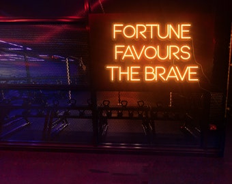 Fortune Favors the Brave Neon Sign Custom Motivation Quote Led Sign Office Inspirational  Wall Sign fortune favors the bold