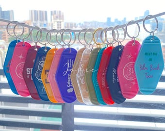 50Pcs-1000Pcs Personalized Retro Motel Keychain: Hotel motel keychains, Bulk custom keychains, Printing logo keys, Promotional gifts