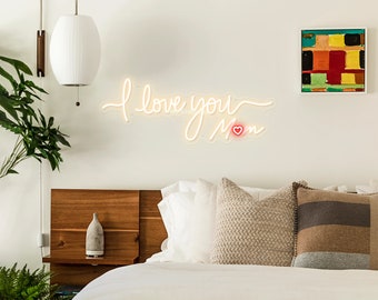 I Love You Mom Neon Sign Custom Mother's Day Gift Neon Sign Personalized Gift Home Decor Neon Light