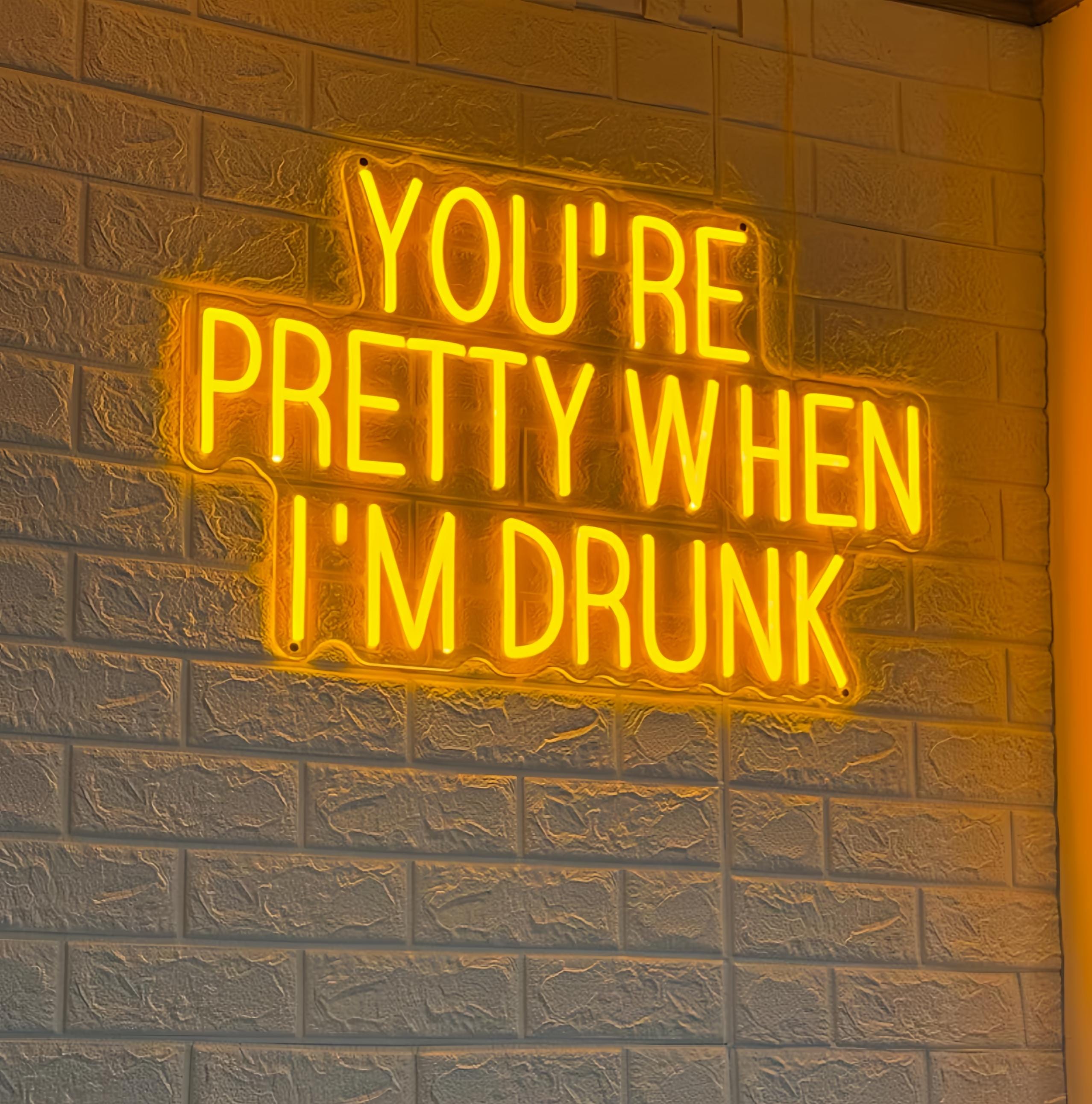 You're Pretty When I'm Drunk Neon Sign - Hilarious Bar Decor & Unique Gift for Wine Lovers Custom neon sign