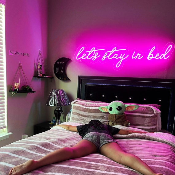 Let's Stay in Bed Neon Sign Bedroom Custom Neon Sign Light up LED Neon Sign  Man Cave Wall Art Handmade Neon Lights Bedroom Wall Decor Lights 