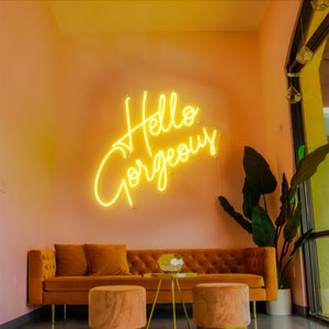 Hello Gorgeous Neon Sign Light Neon Sign Bedroom Living Room Office Interior Design Single Party Confession Neon Led Light for Wall Art