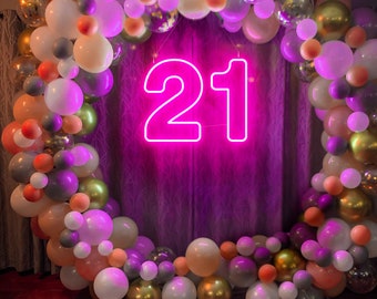 Insegna al neon per il 21° compleanno: decorazione da parete per feste