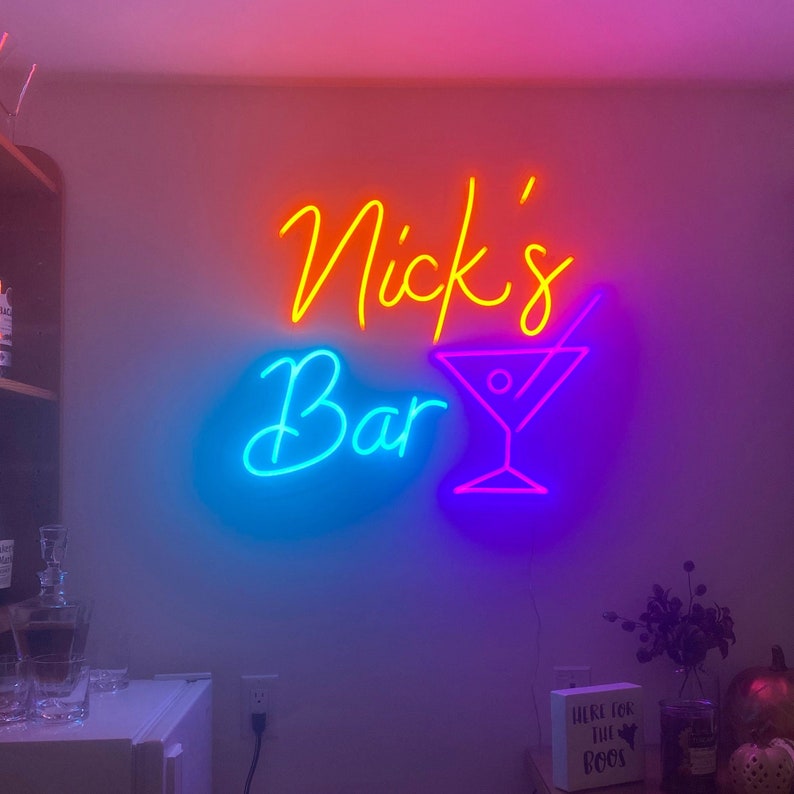Personalized Your Name Bar Neon Signs Beer Mugs Led Neon Light Etsy