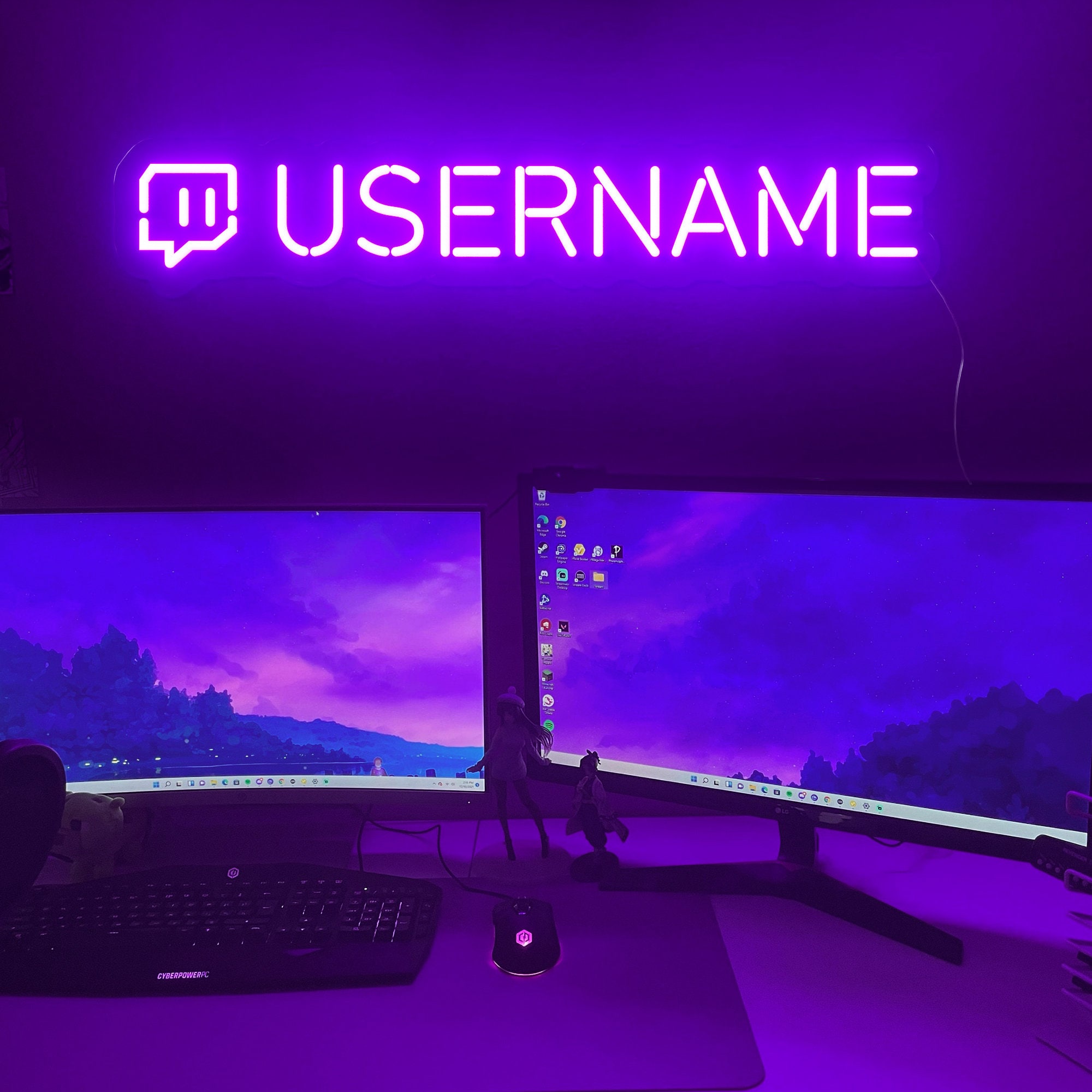 Led Personalized Gamertag Twitch Streamer night light sign with logo customization