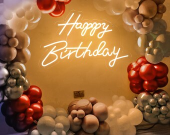 Insegna al neon personalizzata "Happy Birthday": decorazioni per feste, luci al neon a LED