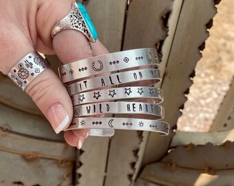 Southern Boho Western Bracelets Blame it all on my roots Horseshoe Country Southwest Gypsy Sunflower Cactus Steerskull Ring Rodeo