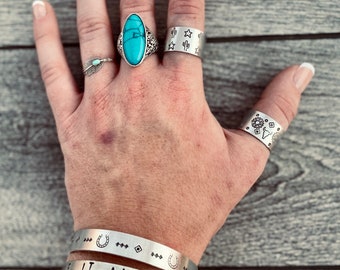 Southern Boho Western Bracelets Blame it all on my roots Horseshoe Country Southwest Gypsy Sunflower Cactus Steerskull Ring Rodeo