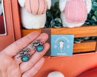 Pendientes Buck Off Cowboy Turquesa