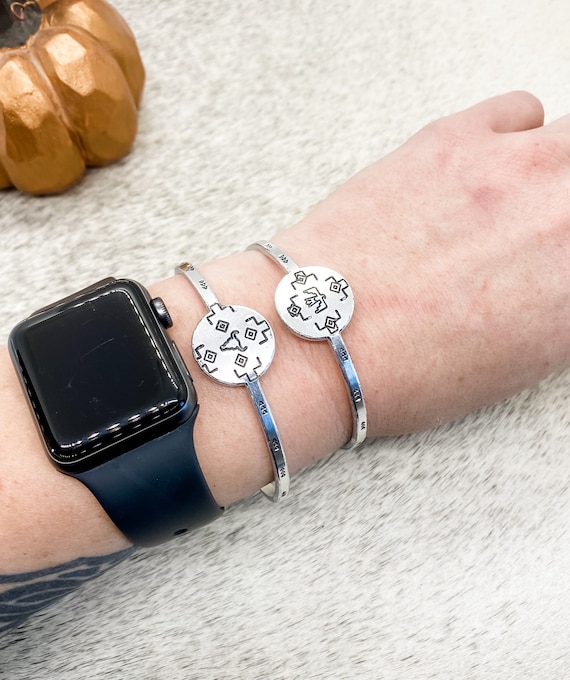 Thunderbird Steer Skull Disc Cuff Bracelet, Western, Country, Boho, Gypsy, Southern, Cowboy, Cowgirl, Gift, Birthday, Christmas, Aztec