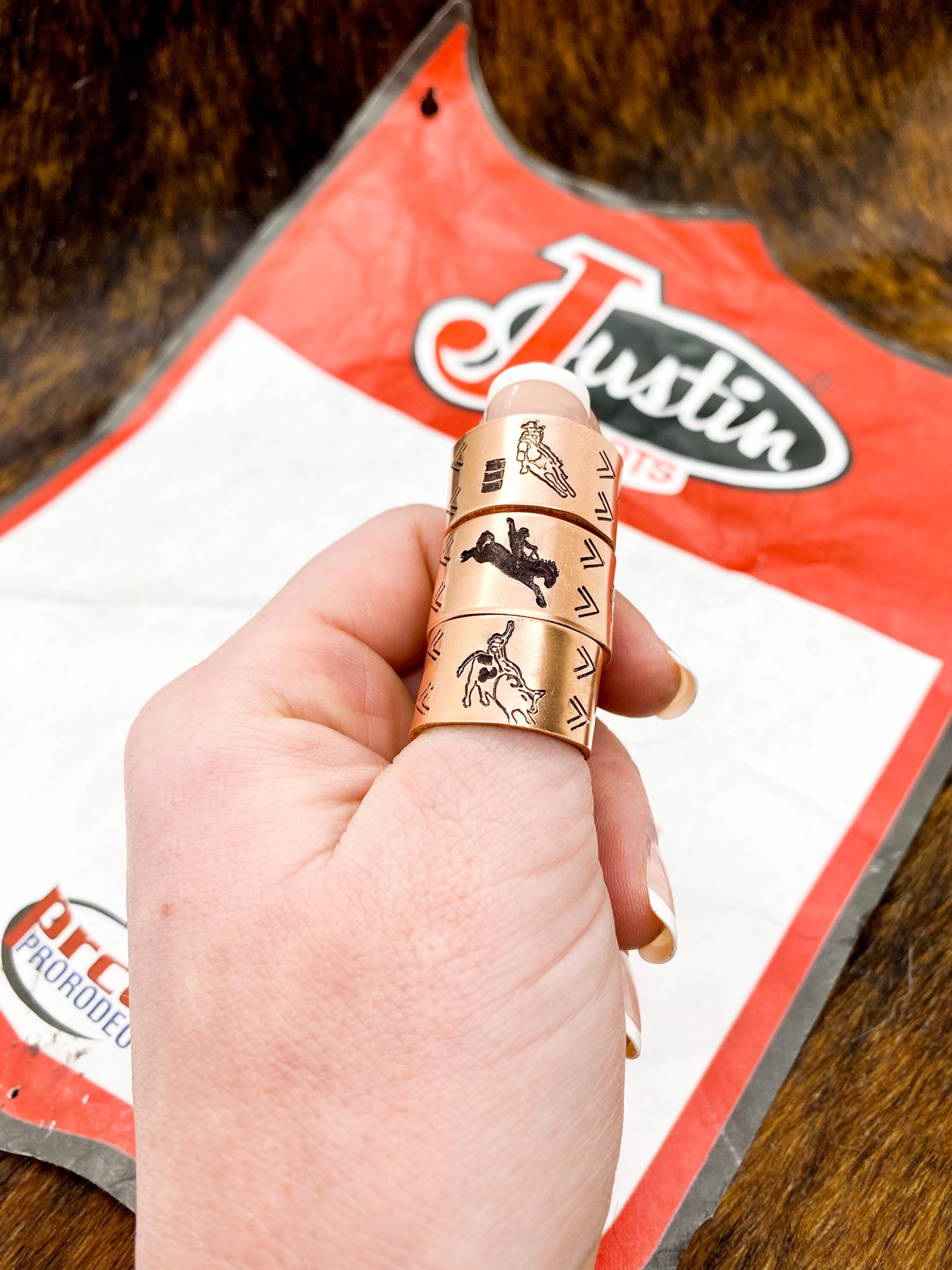 Wild Rodeo Copper Ring Collection Bull Rider Bronc Rider Etsy