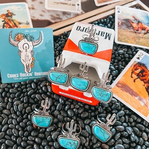 Tibetan Silver Turquoise Saguaro Cactus Scarf Ring