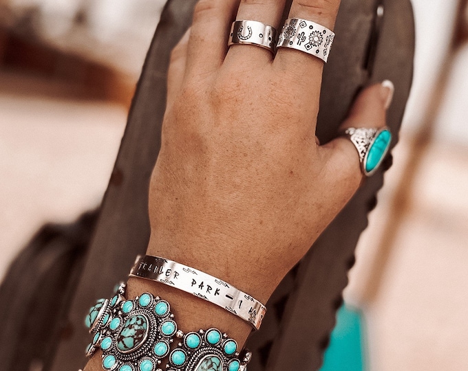 Sunflower, Cactus, Stay Punchy Cowboy, Aluminum Ring, Bracelet, Western, Country, I am the Tornado, Beth Dutton, Horseshoe, Southern